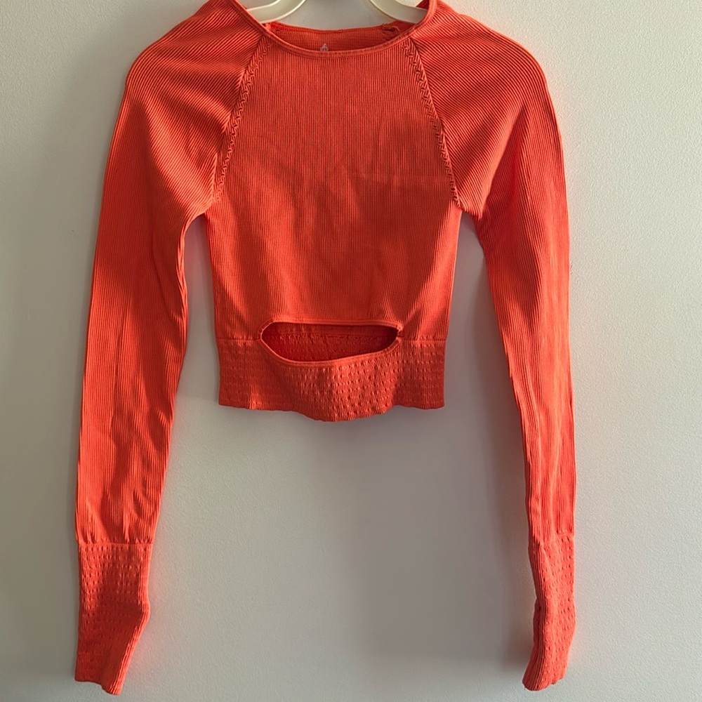 Free People Long Sleeve Tee - Vibrant Orange